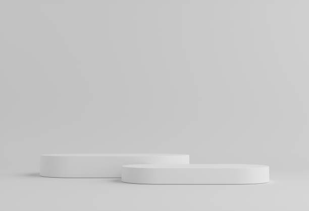 istock Product Podium - Two White Pill Shaped/Oblong Podiums, White Background. 3D Illustration 1498733858