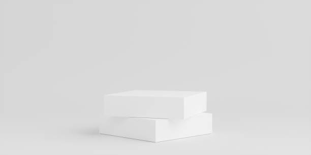 istock Product Podium - Two White Stacked Square Podiums, White Background. 3D Illustration 1498733863