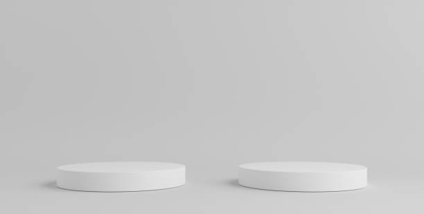 istock Product Podium - Two White Podiums, White Background. 3D Illustration 1498733864