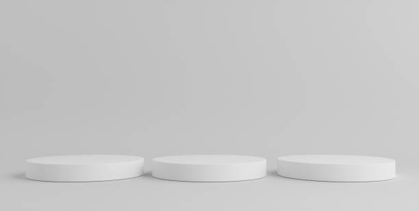 istock Product Podium - Three White Podiums, White Background. 3D Illustration 1498733868