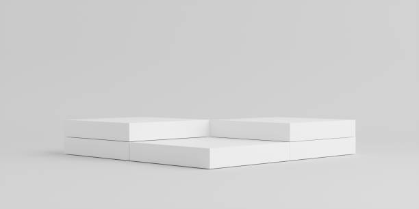 istock Product Podium - Stacked Square Podiums, White Background. 3D Illustration 1498733869