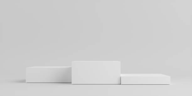 istock Product Podium - Three Square Podiums, White Background. 3D Illustration 1498733875