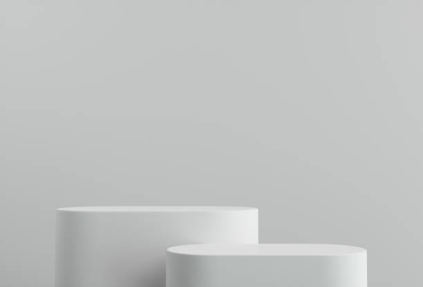 istock Product Podium - Two White Pill Shaped/Oblong Podiums, White Background. 3D Illustration 1498734461