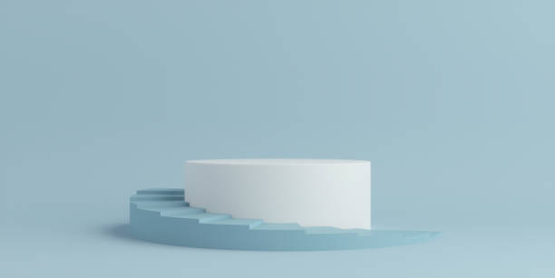 istock Product Podium - Blue & White Podiums, Blue Background. 3D Illustration 1498735149
