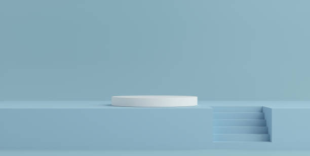 istock Product Podium - Blue Podium, Blue Staircase Background. 3D Illustration 1498735152