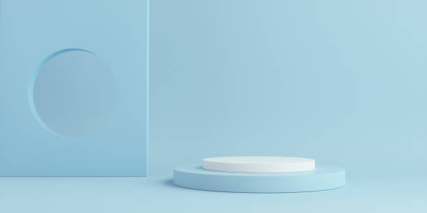 istock Product Podium - Blue & White Podiums, Blue Background. 3D Illustration 1498735198