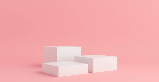 istock Product Podium - White Square Podiums, Pink Background. 3D Illustration 1498735324