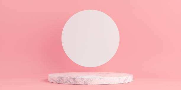 istock Product Podium - Marble & White Podiums, Pink Background. 3D Illustration 1498735364