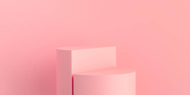 istock Product Podium - Two Parallel Pink Podiums, Pink Background. 3D Illustration 1498735410