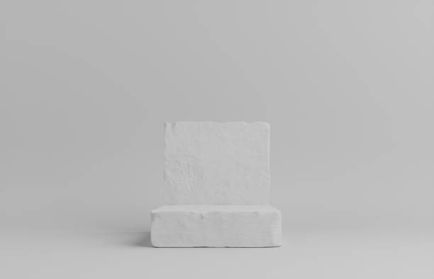 istock Product Podium - Two White Stone Podiums, White Background. 3D Illustration 1498735848
