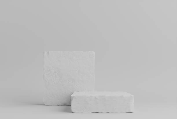 istock Product Podium - Two White Stone Podiums, White Background. 3D Illustration 1498735893