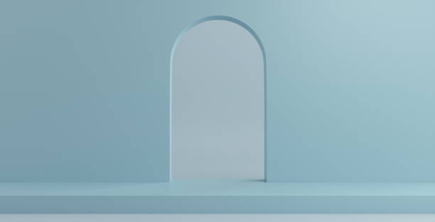 istock Product Podium - Blue Podium, Blue Arch Background. 3D Illustration 1498735908