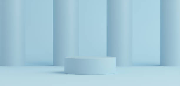 istock Product Podium - Blue Podium, Blue Background With Columns. 3D Illustration 1498735917