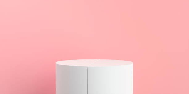 istock Product Podium - Two Parallel White Podiums, Pink Background. 3D Illustration 1498736108