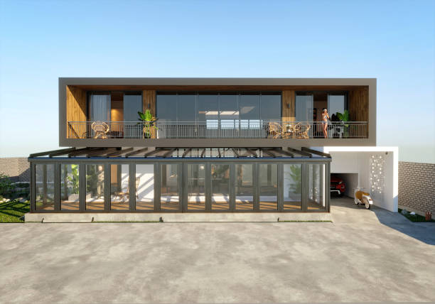 istock Modern Pergola Sunroom System, Outdoor Life. 3d rendering 1498740922