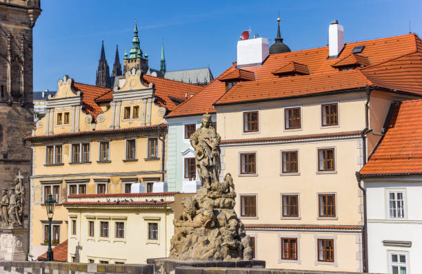 istock Statue on the historic Charles bridge in Prague 1498743015