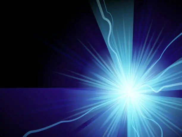 Vector illustration of Technological bright background of radial energy flare.