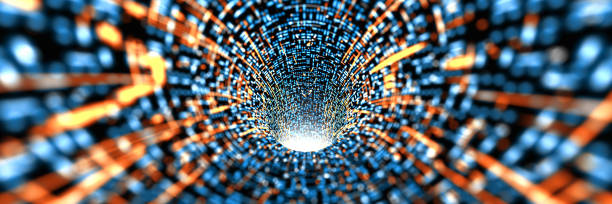 data tunnel. cybersecurity technology - inside concept - computer software tunnel data technology imagens e fotografias de stock