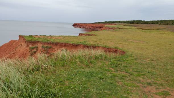 Prince Edward Island Atlantic Gulf of Saint Lawrence red sand Beach Prince Edward Island Atlantic Gulf of Saint Lawrence red sand Beach cavendish beach at prince edward island national park canada stock pictures, royalty-free photos & images