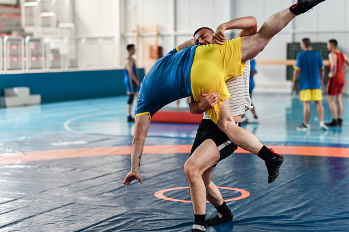 Wrestler Getting Taken Down By Opponent