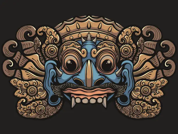 Vector illustration of traditional balinese mask art and culture