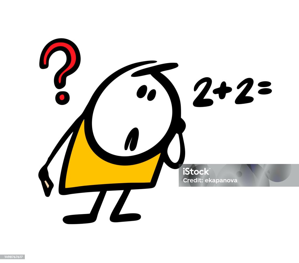 Poor Student Cannot Solve Math Simple Problem Vector Illustration Of A ...