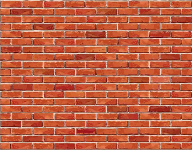 Vector illustration of Red brick wall seamless background.