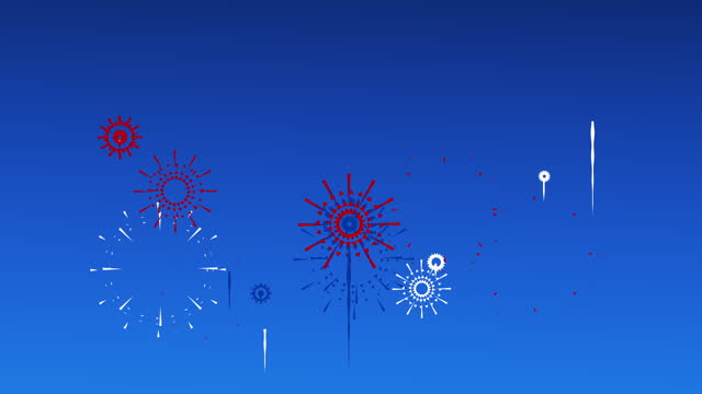 Fireworks  Over Blue Background In 4K Video Format