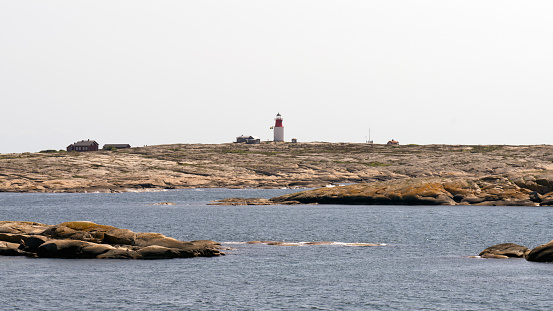 Lighthouse built in 1841 on Hållö Island outside Smögen in the Swedish archipelago.