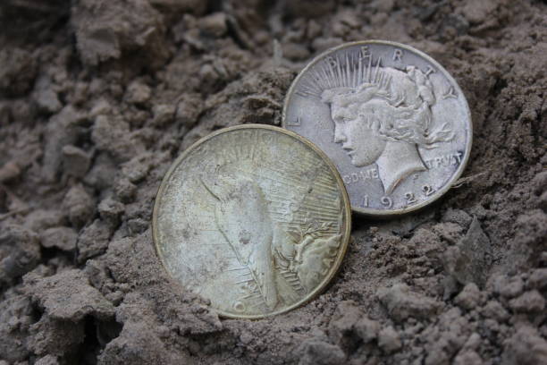 istock Two 1922 Silver Peace Dollars On Ground in Dirt 1498787441