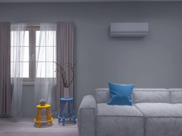 istock Air conditioner in the room 3d render, 3d illustration 1498787697