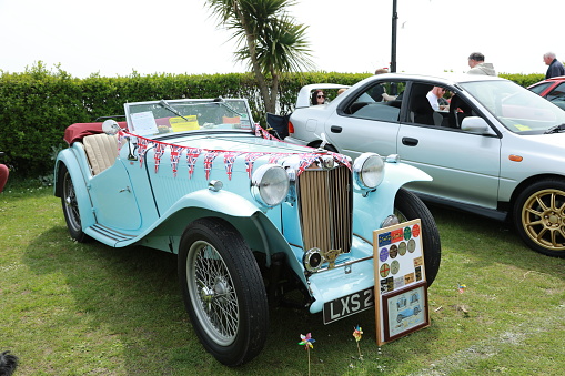 Eastbourne, UK - April 30, 2023: Magnificent Motors Classic Car Show at Eastbourne, East Sussex, UK