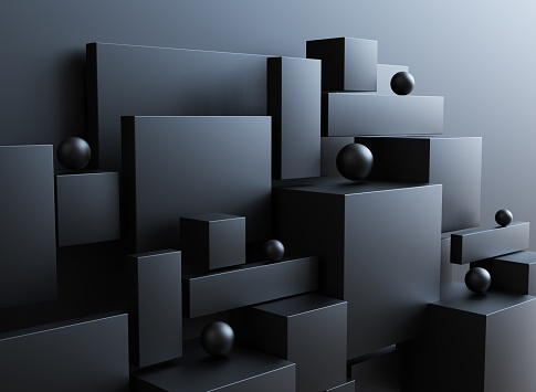 Abstract Background Black Cubes with spheres