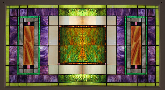 Vintage Colorful Glass Panels Photo Composite Stained Glass Window Design