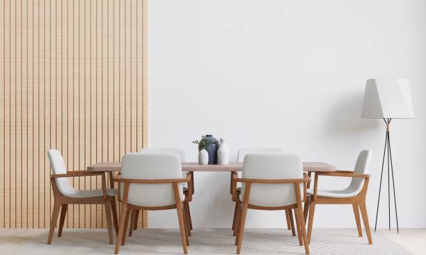 istock Contemporary dining room with a dining table and chairs. 3d rendering. 1498793440