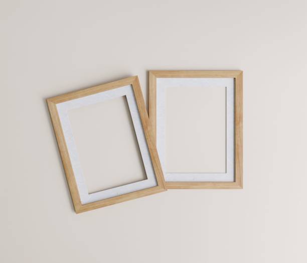 istock Two empty wooden photo frames against a white background. 3d rendering. 1498793447