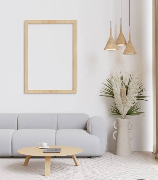 istock Contemporary living room with a grey sofa, decorative plants, and a coffee table. 3d rendering. 1498793525