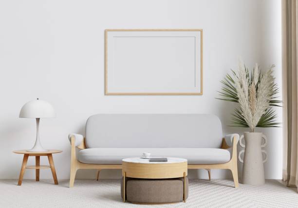 istock Contemporary living room with a grey couch, lamp, plants, and coffee table. 3d rendering. 1498793530