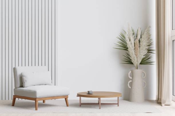 istock Modern living room with an armchair, and coffee table. 3d rendering. 1498793544