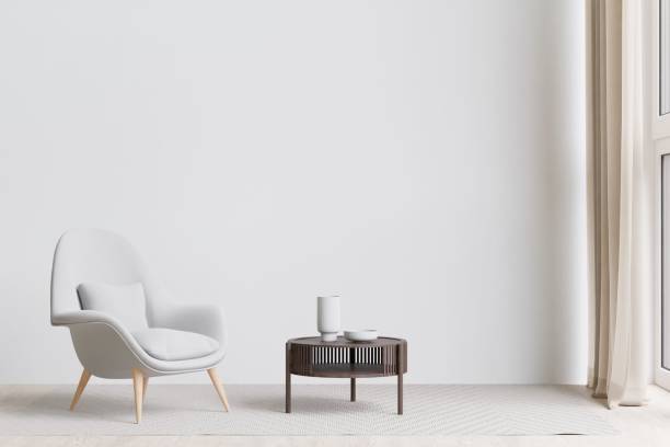 istock Modern living room with an armchair, and coffee table. 3d rendering. 1498793565