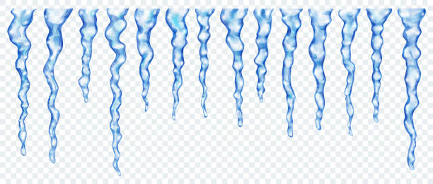 illustrazioni stock, clip art, cartoni animati e icone di tendenza di set di ghiaccioli traslucidi - icicle ice backgrounds melting