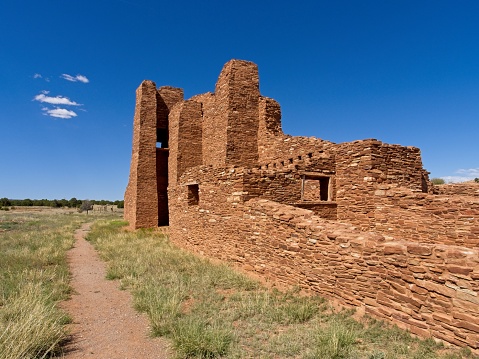 Artifacts of the cultural exchange between indigenous peoples and the Spanish missions at Salinas Pueblo Missions national monument, Abo unit near Mountainair New Mexico.
