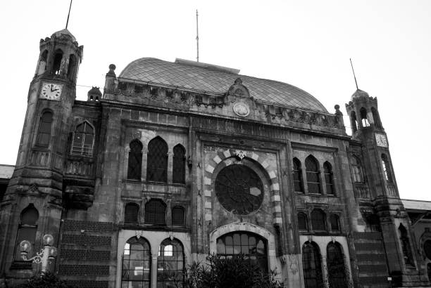 istock Low angle view of a building against the sky in black and white 1498809048