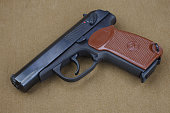 9mm soviet handgun on USSR khaki uniform Soviet–Afghan War (1979-1989) era