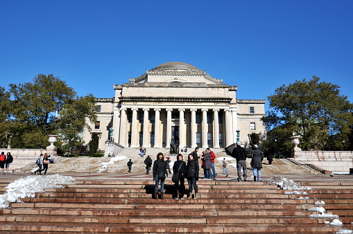 New York, USA- October 30, 2011: New York City is the largest city in the States and attracts millions of tourists every year. Here is the Campus of Colombia University.