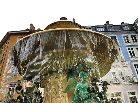 Grenoble, France: Baroque Lavalette Fountain (built in 1825) on Place Grenette in downtown Grenoble.