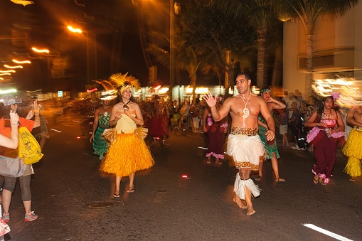 Honolulu, United States, December 06 2012 : a military ceremonial parade on the streets of Waikiki commemorating ww2 Pearl Harbor