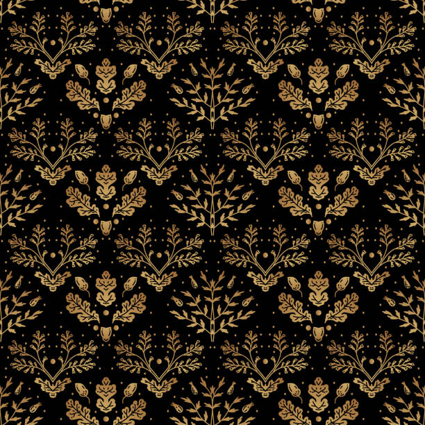 istock Golden art decoration illustration. Luxury seamless pattern with gold leaves. 1498826807