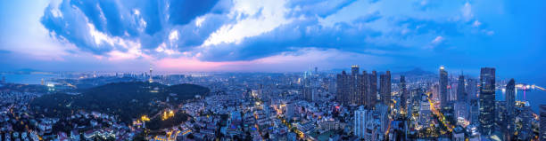 istock Qingdao Urban Coastline CBD Night Scenery Aviation 1498831575
