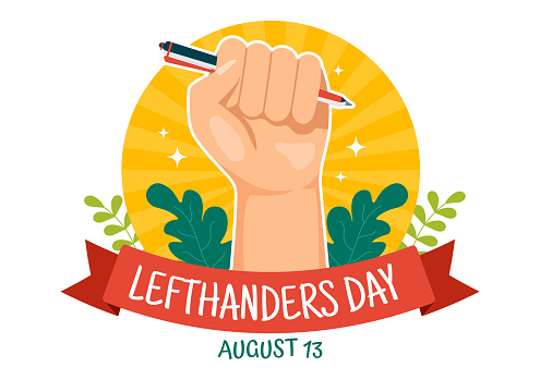 Happy LeftHanders Day Celebration Vector Illustration with Raise Awareness of Pride in Being Left Handed in Flat Cartoon Hand Drawn Templates